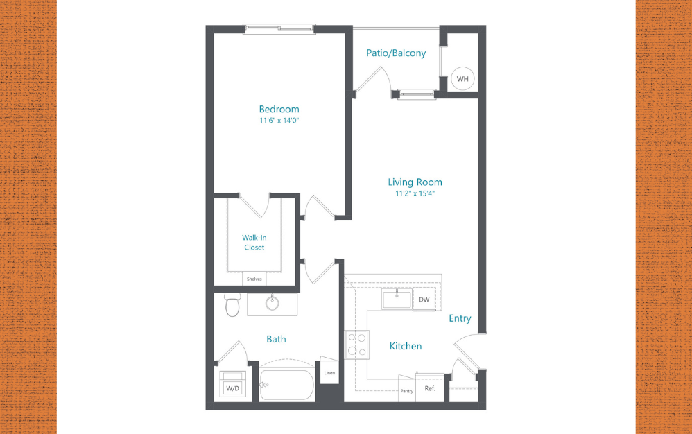 Beyond - 1 bedroom floorplan layout with 1 bathroom and 748 square feet