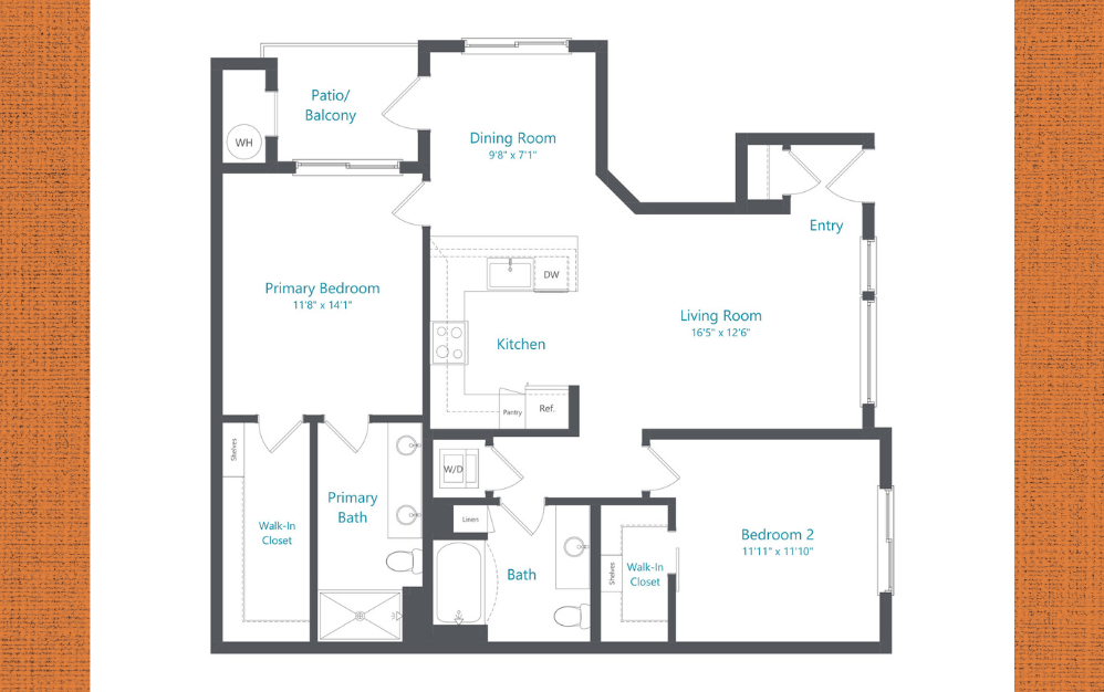Sphere - 2 bedroom floorplan layout with 2 bathrooms and 1184 square feet